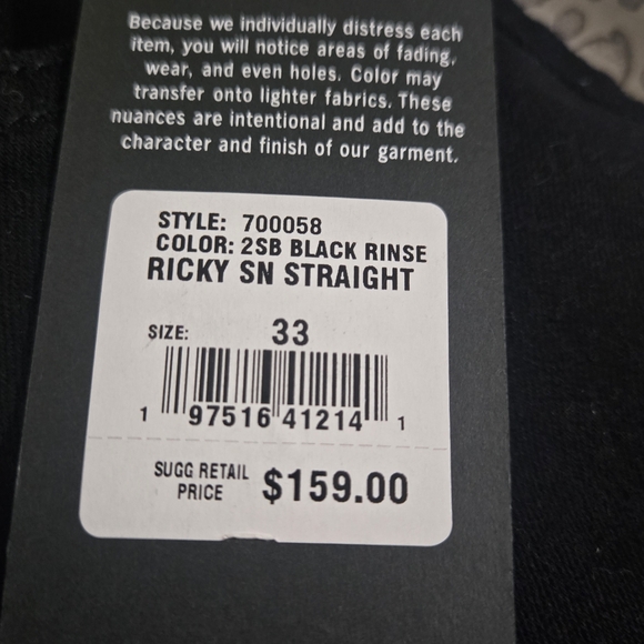 True Religion Ricky Black Straight Jean Black Pants W33 L34 Relaxed Straight - Picture 9 of 9